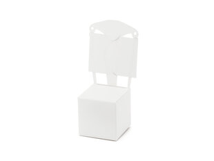 Dekoratyvinės stalo kortelės ir dėžutės skanėstams Chair, baltos, 5x5x13,5 cm, 1 pak/10 vnt kaina ir informacija | Vienkartiniai indai šventėms | pigu.lt