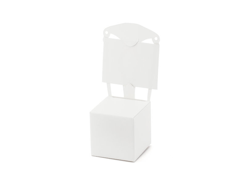 Dekoratyvinės stalo kortelės ir dėžutės skanėstams Chair, baltos, 5x5x13,5 cm, 1 pak/10 vnt kaina ir informacija | Vienkartiniai indai šventėms | pigu.lt