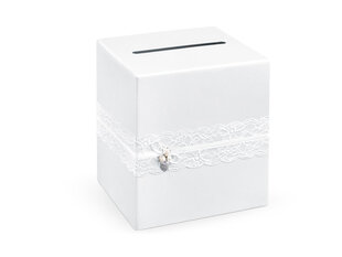 Palinkėjimų dėžutė 24 x 24 x 24 cm, balta kaina ir informacija | Dekoracijos šventėms | pigu.lt