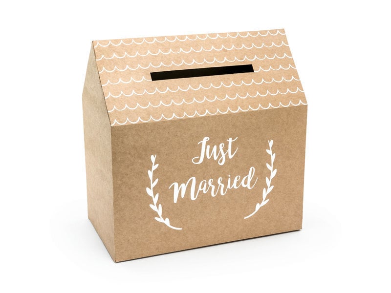 Vestuvinė palinkėjimų dėžutė Just Married Kraft 30x30,5x16,5 cm цена и информация | Dekoracijos šventėms | pigu.lt