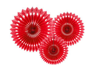 Висячие украшения-веера Red 20-30 см (1упаковка/3 шт) цена и информация | Праздничные декорации | pigu.lt