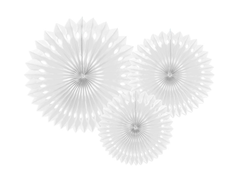 Kabančios dekoracijos-vėduoklės White 20-30 cm (1 dėž/ 50 pak) (1 pak/ 3 vnt) kaina ir informacija | Dekoracijos šventėms | pigu.lt