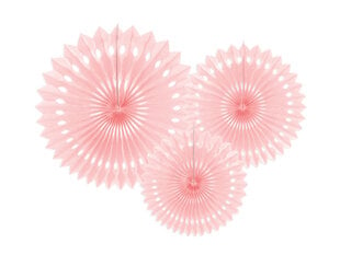 Kabančios dekoracijos-vėduoklės Light Powder Pink 20-30 cm (1 pak/ 3 vnt) kaina ir informacija | Dekoracijos šventėms | pigu.lt