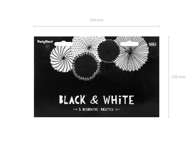 Kabančios dekoracijos-vėduoklės Black&White Mix, 1 dėž/50 pak (1 pak/5 vnt) kaina ir informacija | Dekoracijos šventėms | pigu.lt