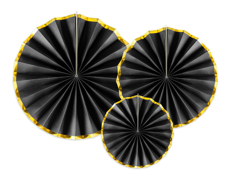 Kabančios dekoracijos-vėduoklės, juodos, 1 pak/3 vnt kaina ir informacija | Dekoracijos šventėms | pigu.lt