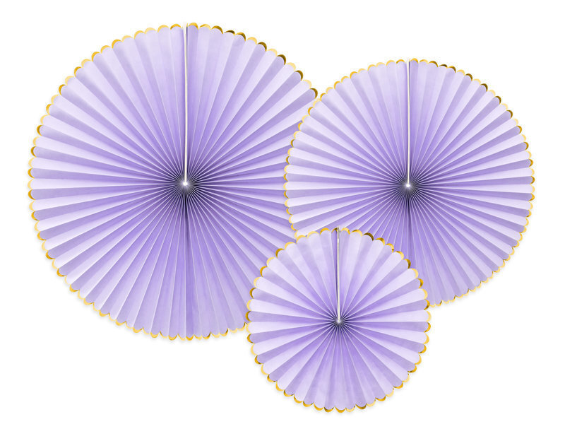 Popierinės kabančios dekoracijos-vėduoklės Yummy, violetinės,1 pak/3 vnt цена и информация | Dekoracijos šventėms | pigu.lt