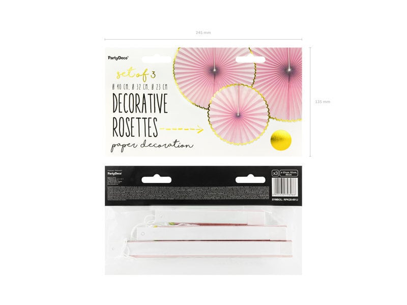Popierinės kabančios dekoracijos-vėduoklės Yummy, rožinės, 1 dėž/50 pak (1 pak/3 vnt) kaina ir informacija | Dekoracijos šventėms | pigu.lt