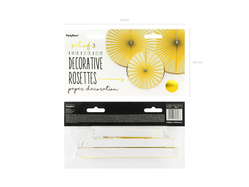 Popierinės kabančios dekoracijos-vėduoklės Yummy, geltonos, 1 pak/3 vnt kaina ir informacija | Dekoracijos šventėms | pigu.lt