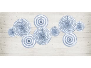 Kabančios dekoracijos-vėduoklės Pastelove Sky-blue, 1 pak/3 vnt kaina ir informacija | Dekoracijos šventėms | pigu.lt