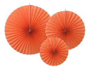Kabančios dekoracijos-vėduoklės, oranžinės, 1 pak/3 vnt kaina ir informacija | Dekoracijos šventėms | pigu.lt