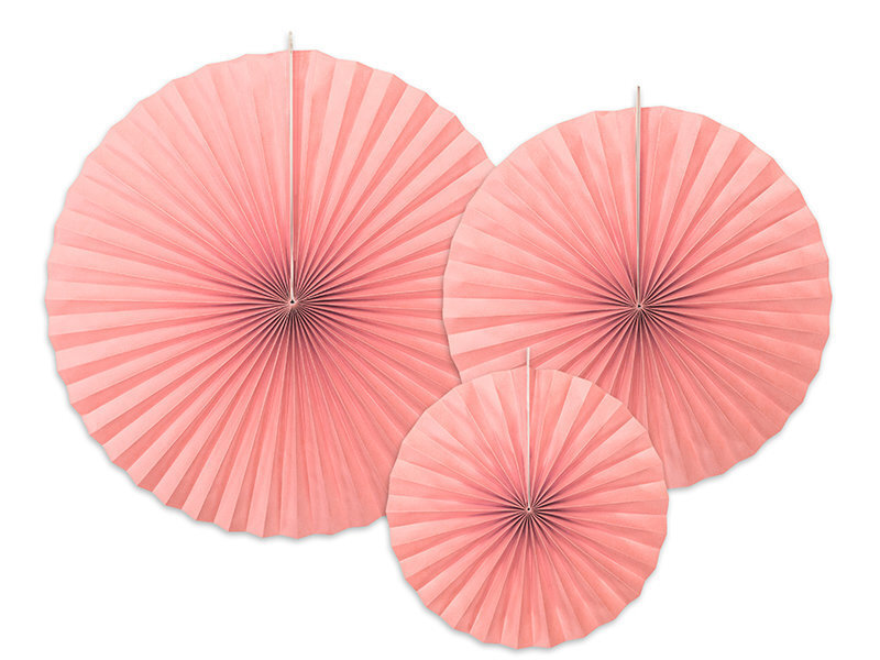 Kabančios dekoracijos-vėduoklės, rožinės, 1 pak/3 vnt kaina ir informacija | Dekoracijos šventėms | pigu.lt