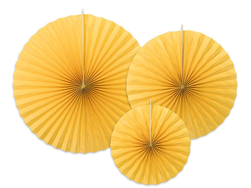 Kabančios dekoracijos-vėduoklės, geltonos, 1 pak/3 vnt kaina ir informacija | Dekoracijos šventėms | pigu.lt