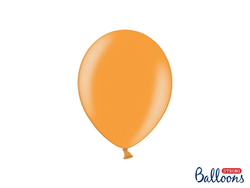 Stiprūs balionai 23 cm Metallic Mandarin, oranžiniai, 100 vnt. kaina ir informacija | Balionai | pigu.lt