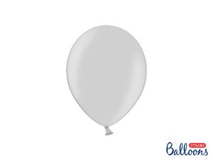Stiprūs balionai 23 cm Metallic, sidabriniai, 100 vnt. kaina ir informacija | Balionai | pigu.lt
