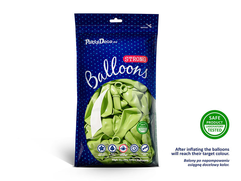 Stiprūs balionai 23 cm Metallic Lime, žali, 100 vnt. цена и информация | Balionai | pigu.lt
