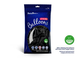 Stiprūs balionai 23 cm Pastel, juodi, 100 vnt. цена и информация | Шарики | pigu.lt