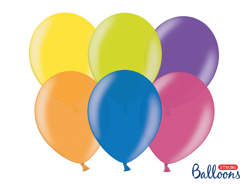 Stiprūs balionai 27 cm Metallic, įvairių spalvų, 50 vnt. kaina ir informacija | Balionai | pigu.lt