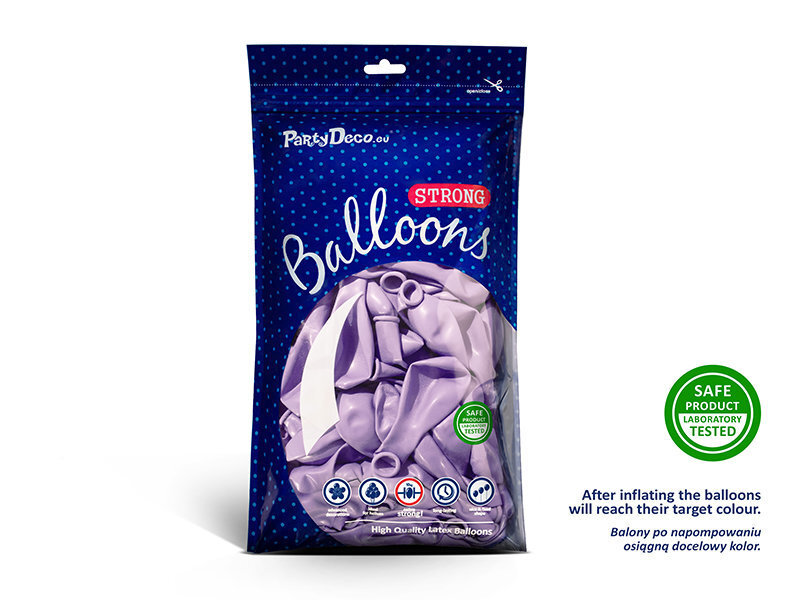 Stiprūs balionai 27 cm Metallic, violetiniai, 50 vnt. kaina ir informacija | Balionai | pigu.lt