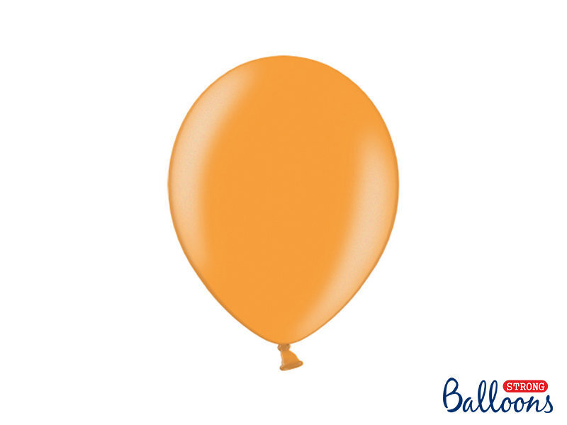 Stiprūs balionai 27 cm Metallic Mandarin, oranžiniai, 10 vnt.