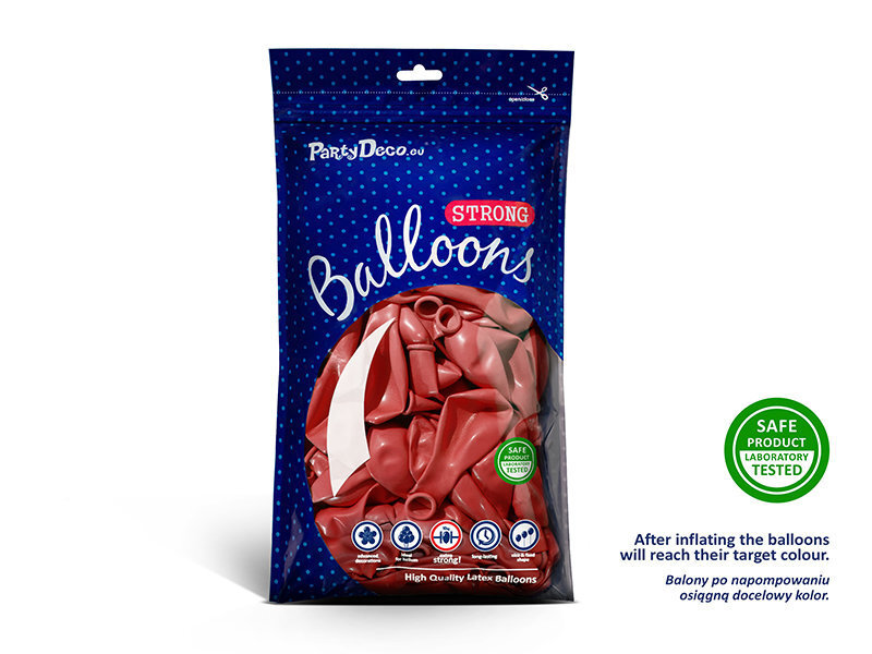 Stiprūs balionai 27 cm Metallic Poppy, raudoni, 100 vnt. kaina ir informacija | Balionai | pigu.lt
