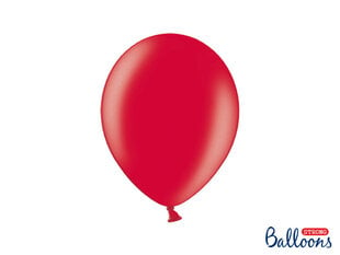 Stiprūs balionai 27 cm Metallic Poppy, raudoni, 10 vnt. kaina ir informacija | Balionai | pigu.lt