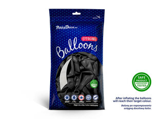 Stiprūs balionai 27 cm Metallic, juodi, 10 vnt. kaina ir informacija | Balionai | pigu.lt
