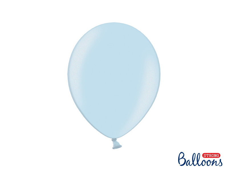 Stiprūs balionai 27 cm Metallic Baby, mėlyni, 50 vnt.