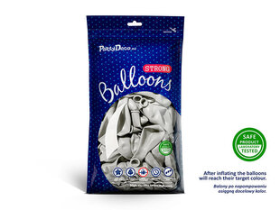 Stiprūs balionai 27 cm Metallic, sidabriniai, 100 vnt. kaina ir informacija | Balionai | pigu.lt