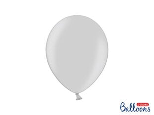 Stiprūs balionai 27 cm Metallic, sidabriniai, 100 vnt. kaina ir informacija | Balionai | pigu.lt