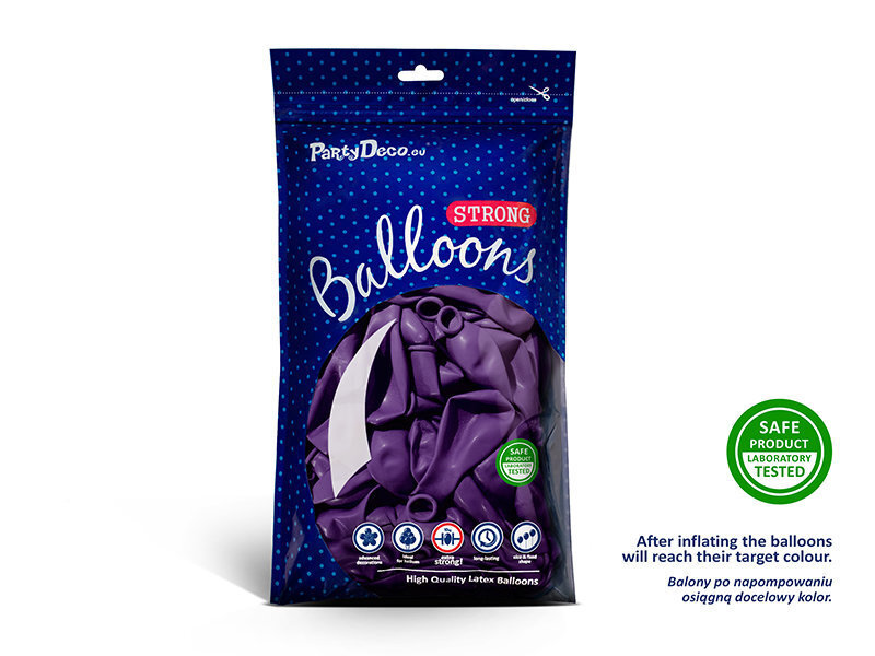 Stiprūs balionai 27 cm Metallic, violetiniai, 100 vnt. цена и информация | Balionai | pigu.lt