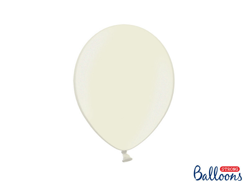 Stiprūs balionai 27 cm Metallic, kreminiai, 50 vnt. kaina ir informacija | Balionai | pigu.lt