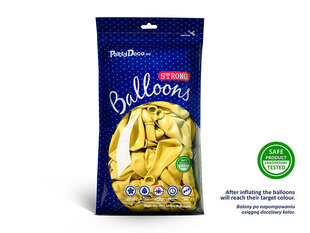Stiprūs balionai 27 cm Metallic Lemon, geltoni, 50 vnt. kaina ir informacija | Balionai | pigu.lt