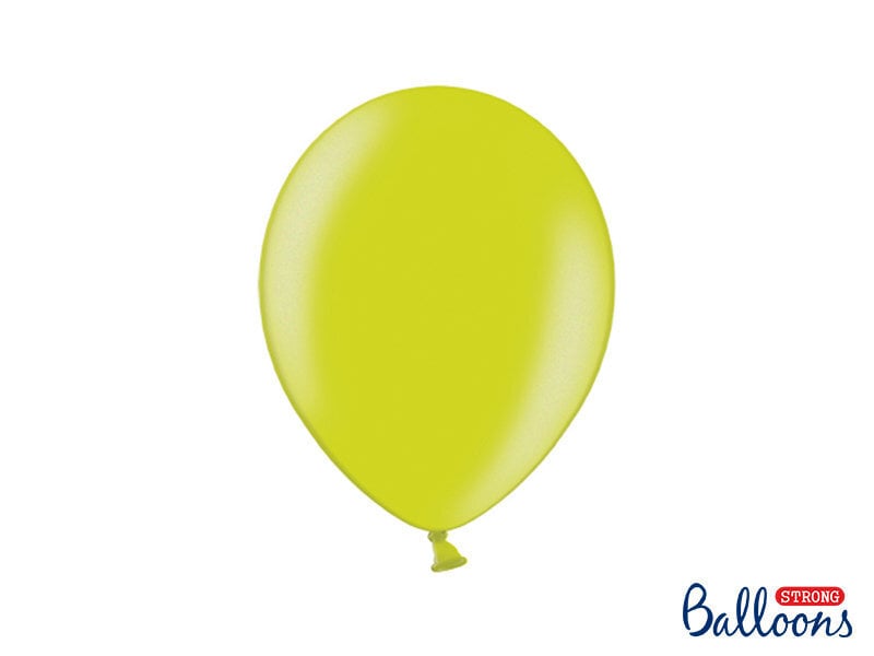 Stiprūs balionai 27 cm Metallic Lime, žali, 10 vnt. kaina ir informacija | Balionai | pigu.lt