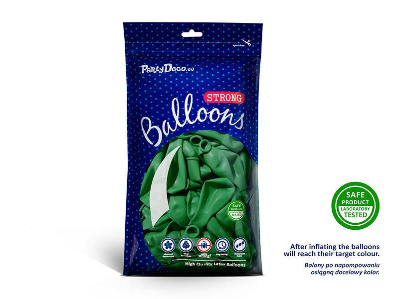 Stiprūs balionai 27 cm Pastel, žali, 100 vnt. kaina ir informacija | Balionai | pigu.lt