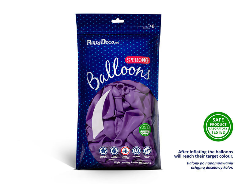 Stiprūs balionai 27 cm Pastel Lavender, violetiniai, 10 vnt. цена и информация | Balionai | pigu.lt