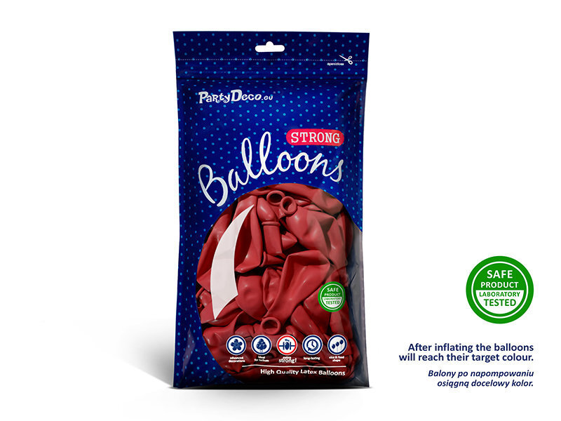Stiprūs balionai 27 cm Pastel Poppy, raudoni, 10 vnt. kaina ir informacija | Balionai | pigu.lt