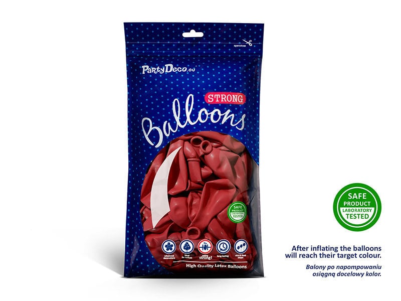 Stiprūs balionai 27 cm Pastel Poppy, raudoni, 50 vnt. цена и информация | Balionai | pigu.lt
