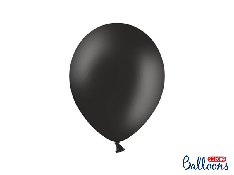 Stiprūs balionai 27 cm Pastel, juodi, 50 vnt. цена и информация | Balionai | pigu.lt