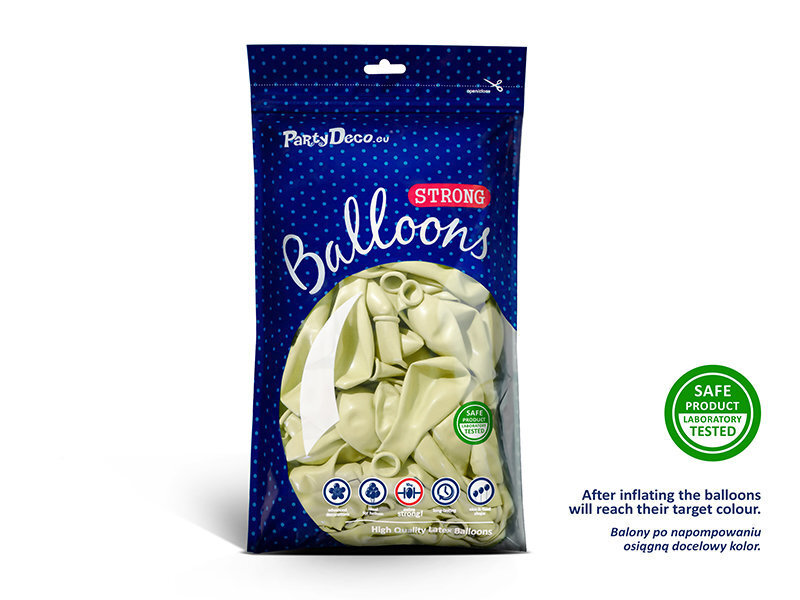 Stiprūs balionai 27 cm Pastel, kreminiai, 10 vnt. kaina ir informacija | Balionai | pigu.lt
