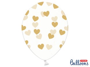 Balionai 30 cm Hearts, skaidrūs, 6 vnt. kaina ir informacija | Balionai | pigu.lt