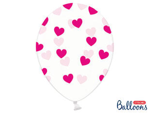 Balionai 30 cm Hearts, skaidrūs, 50 vnt. kaina ir informacija | Balionai | pigu.lt