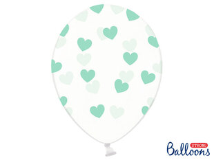 Balionai 30 cm Hearts, skaidrūs, 6 vnt. kaina ir informacija | Balionai | pigu.lt