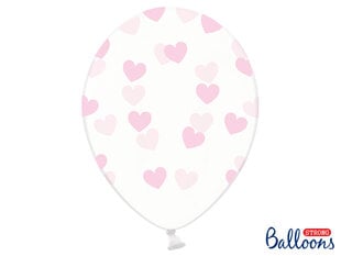 Balionai 30 cm Hearts, skaidrūs, 6 vnt. цена и информация | Шарики | pigu.lt