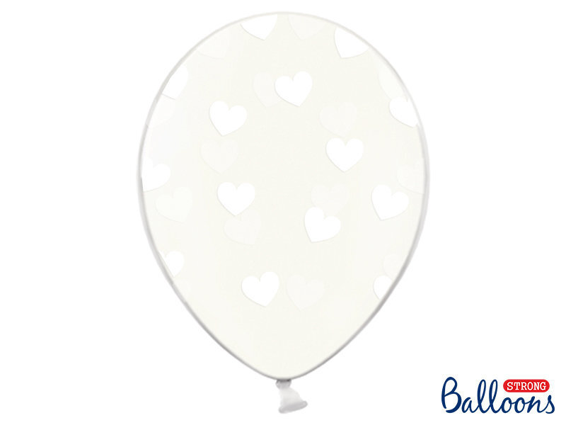 Balionai 30 cm Hearts, skaidrūs, 50 vnt. цена и информация | Balionai | pigu.lt