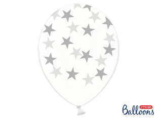 Balionai 30 cm Stars, skaidrūs, 6 vnt. kaina ir informacija | Balionai | pigu.lt