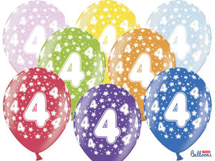 Воздушные шары 30 см 4th Birthday Metallic, разноцветные, 6 шт. цена и информация | Шарики | pigu.lt