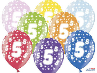 Воздушные шары 30 см 5th Birthday Metallic, разноцветные, 6 шт. цена и информация | Шарики | pigu.lt