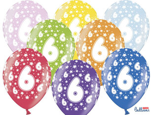 Воздушные шары 30 см 6th Birthday Metallic, разноцветные, 6 шт. цена и информация | Шарики | pigu.lt