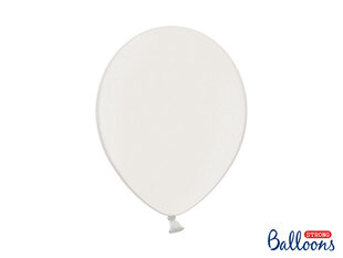Stiprūs balionai 30 cm Metallic, balti, 50 vnt. kaina ir informacija | Balionai | pigu.lt