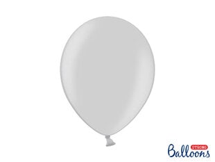 Stiprūs balionai 30 cm Metallic, sidabriniai, 100 vnt. kaina ir informacija | Balionai | pigu.lt